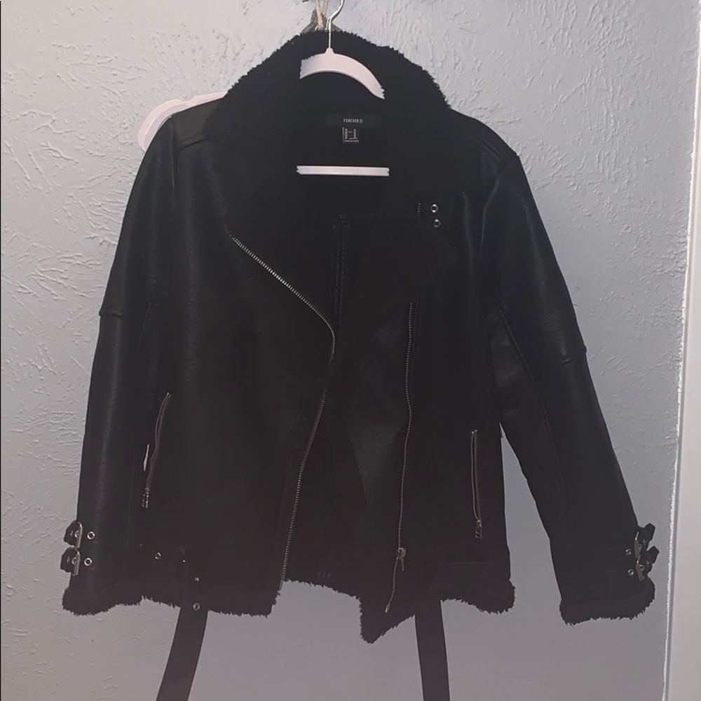 Leather and Sherpa lined jacket NWT